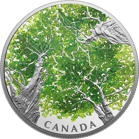 RCM-New-Release:-2018-2-Oz.-Pure-Silver-Coin---Canadian-Canopy:-The-Maple-Leaf
